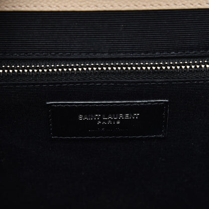 Saint Laurent Grain De Poudre Large Triquilt Monogram Satchel Dark Beige 6 of 7