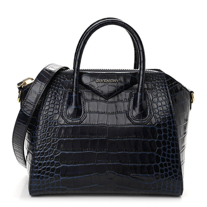 Givenchy Calfskin Crocodile Embossed Small Antigona Navy 1 of 10