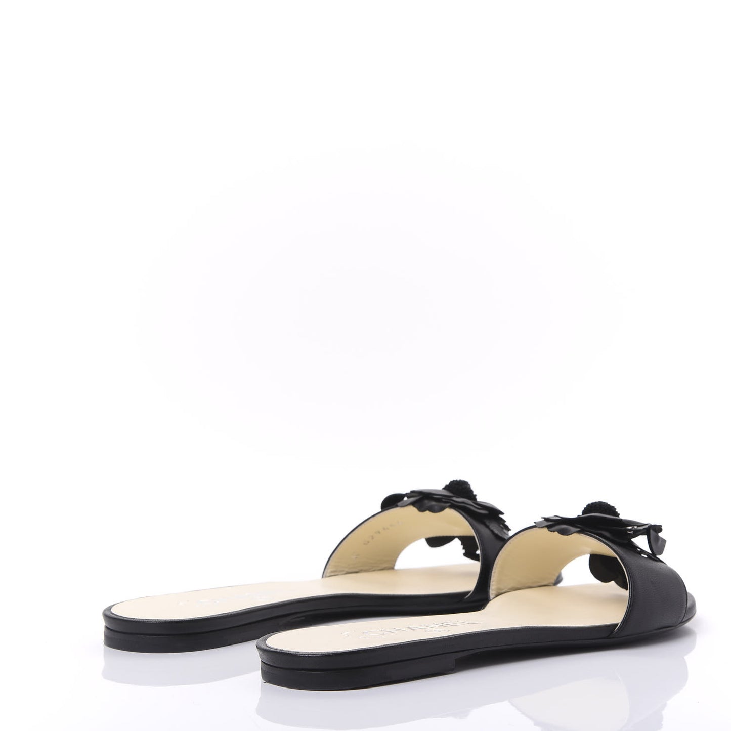Lambskin Camellia Slides 37.5 Black