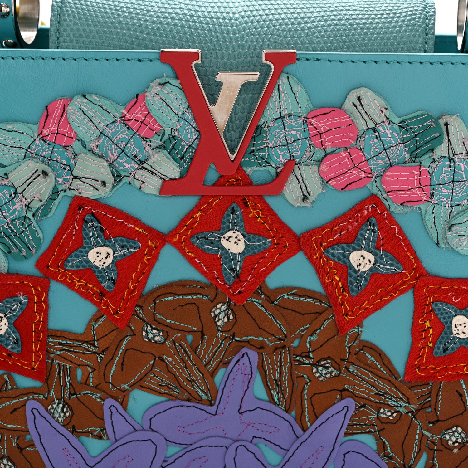 Louis Vuitton Calfskin Lizard Artycapucines Tschabalala Self PM Multicolor 8 of 10