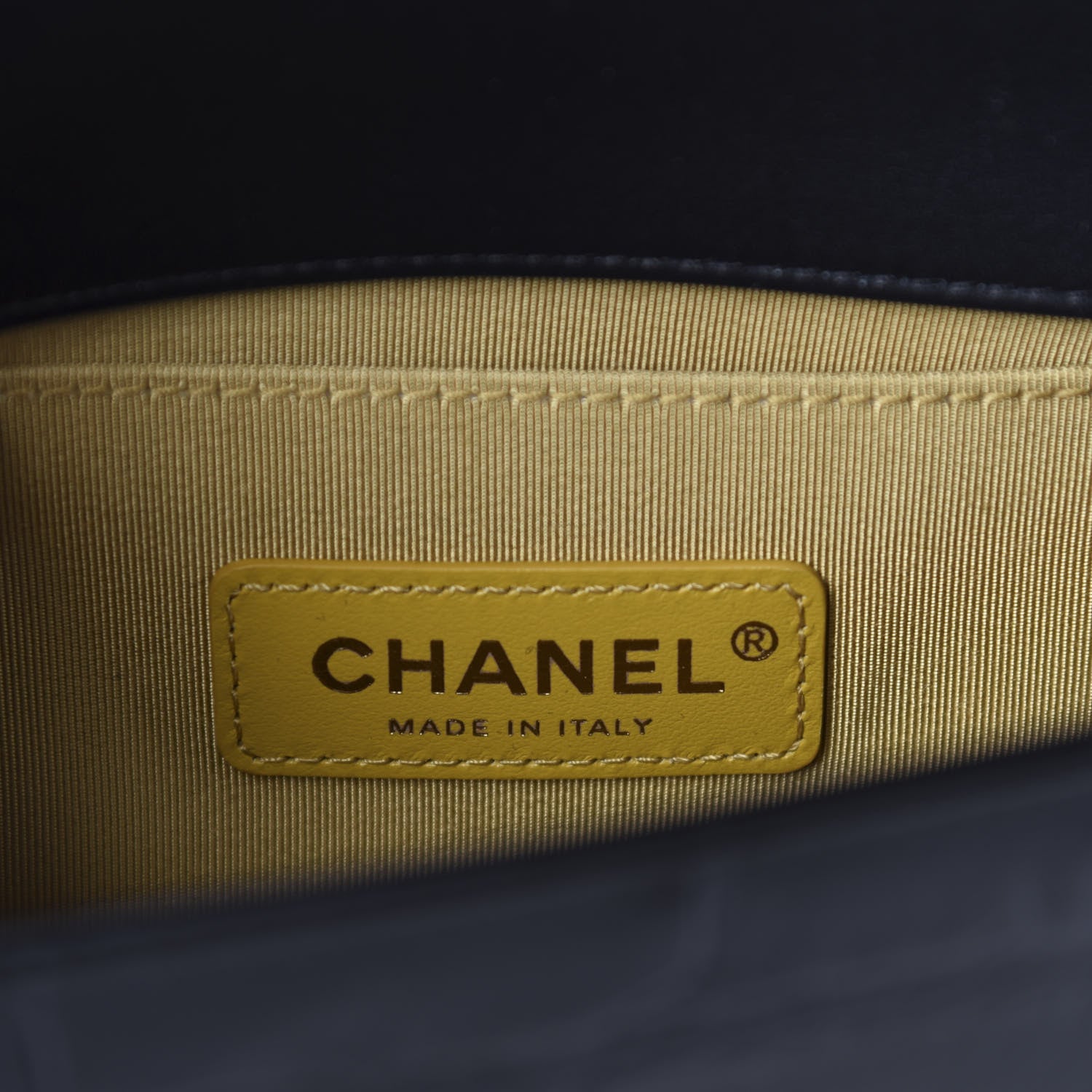 Chanel Calfskin Crocodile Embossed Graffiti Cocodile Small Boy Flap Black Gold 8 of 11