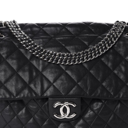 Chanel Washed Lambskin Quilted Maxi Chain Around Flap Black 11 of 12