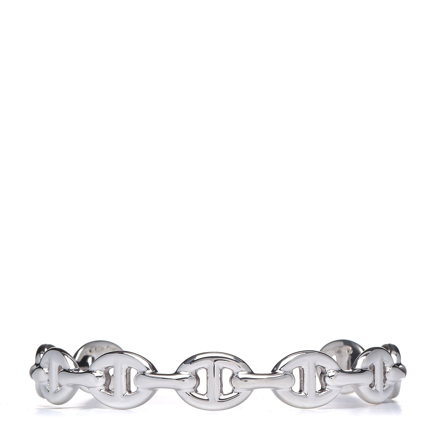 Hermes Sterling Silver MM Chaine d'Ancre Enchainee Cuff Bracelet ST 1 of 5