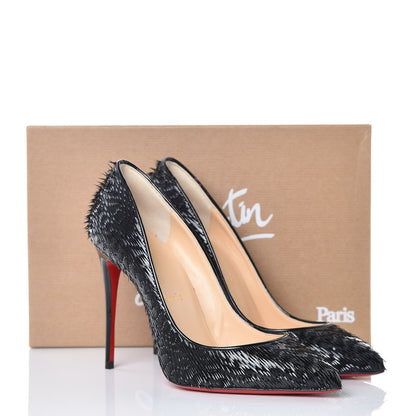 Christian Louboutin Patent Pigalle Follies Fringed Crow 100 Pumps 37.5 Black 8 of 8