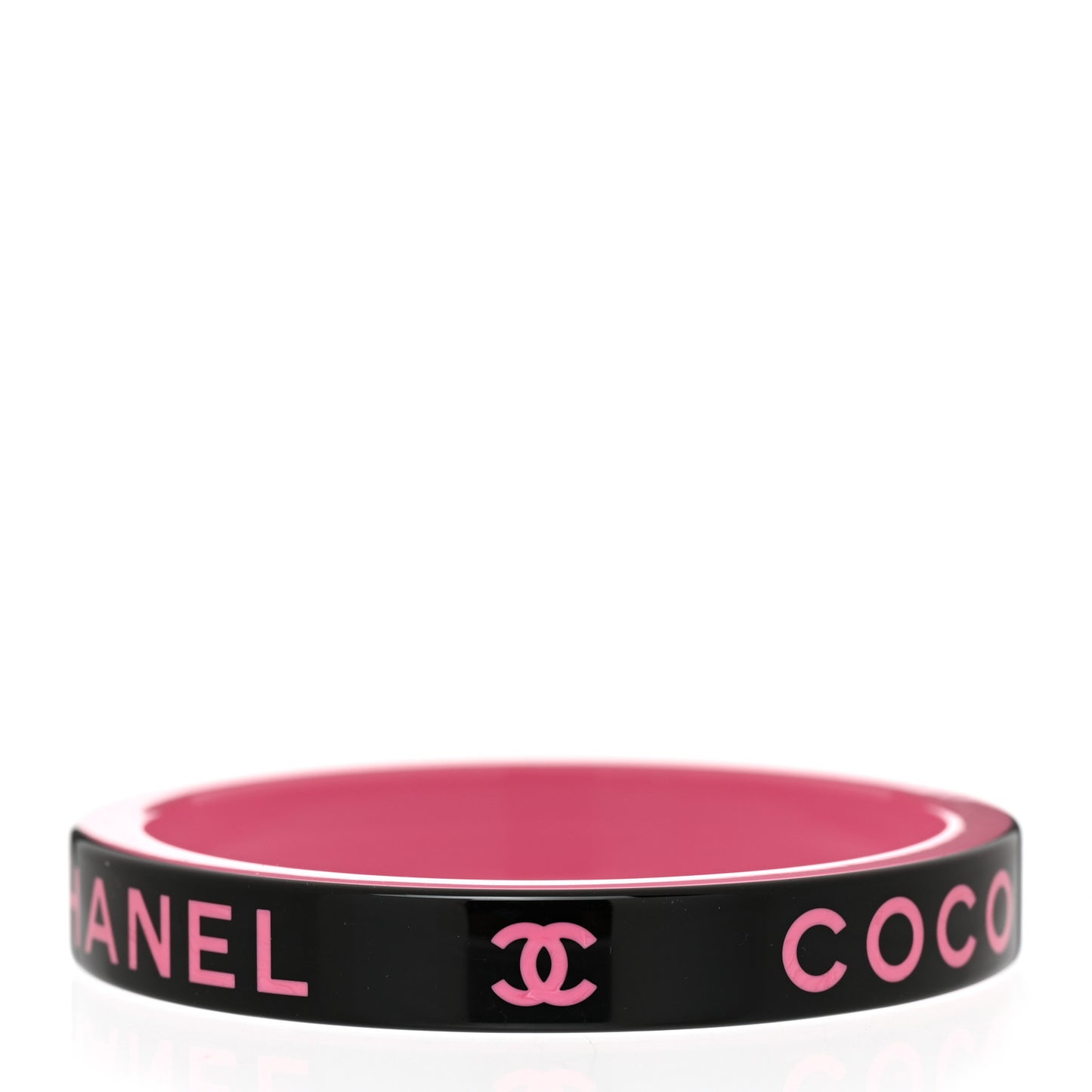 Resin Logo Bangle Bracelet Pink Black