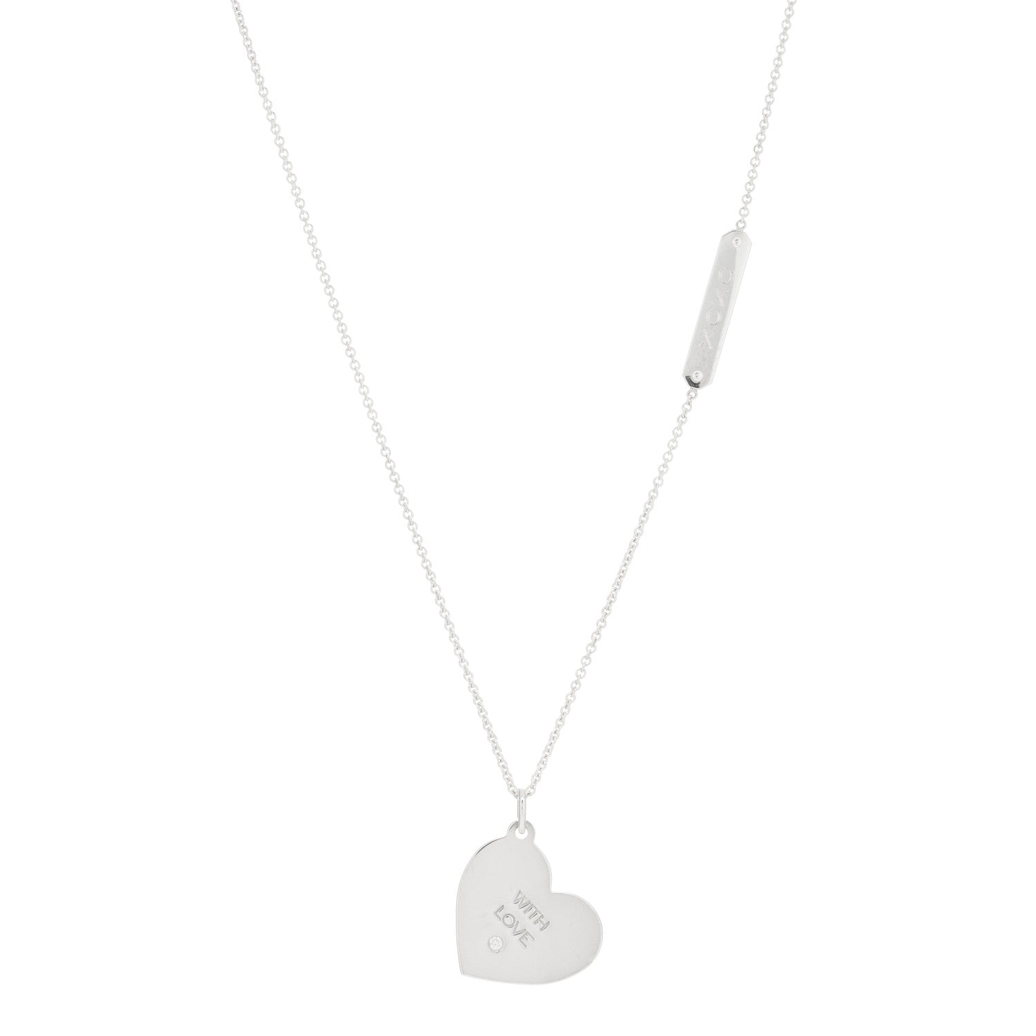 Tiffany Sterling Silver Diamond With Love Heart Pendant Necklace 1 of 4