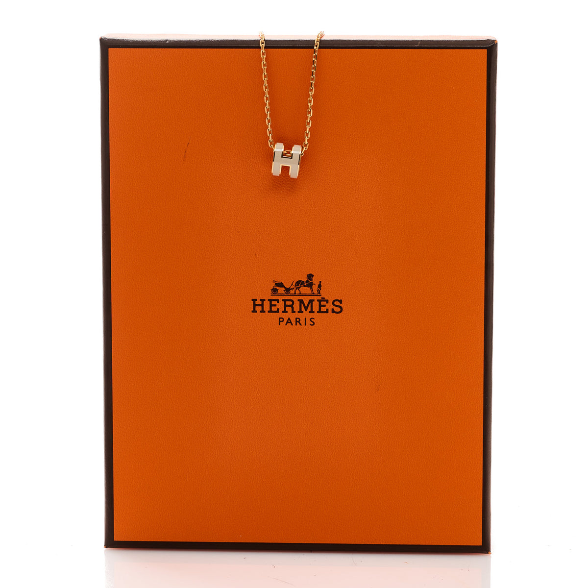 Lacquered Rose Gold Mini Pop H Pendant Necklace Marron Glace
