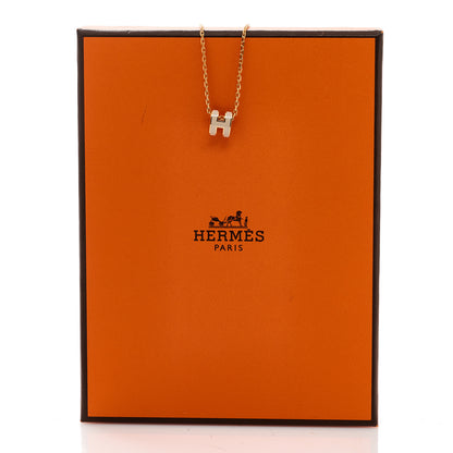 Hermes Lacquered Rose Gold Mini Pop H Pendant Necklace Marron Glace 6 of 6
