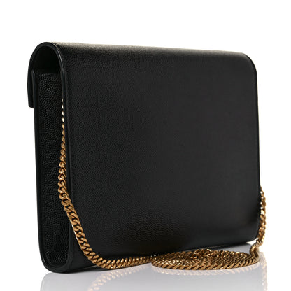 Saint Laurent Grain De Poudre Monogram Cassandra Chain Wallet Black 3 of 9