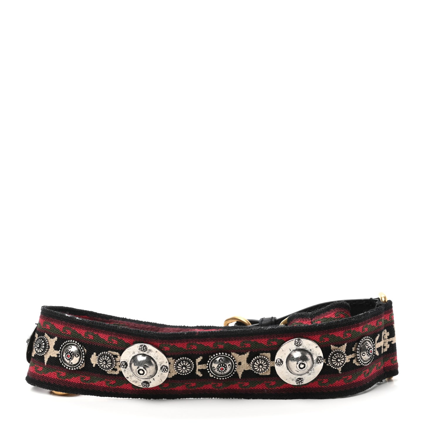 Canvas Embroidered Studded Bohemian Shoulder Strap Red