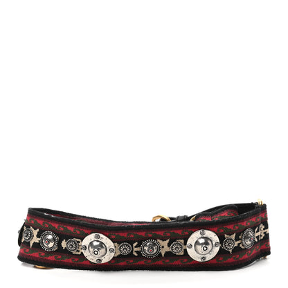 Christian Dior Canvas Embroidered Studded Bohemian Shoulder Strap Red 2 of 4