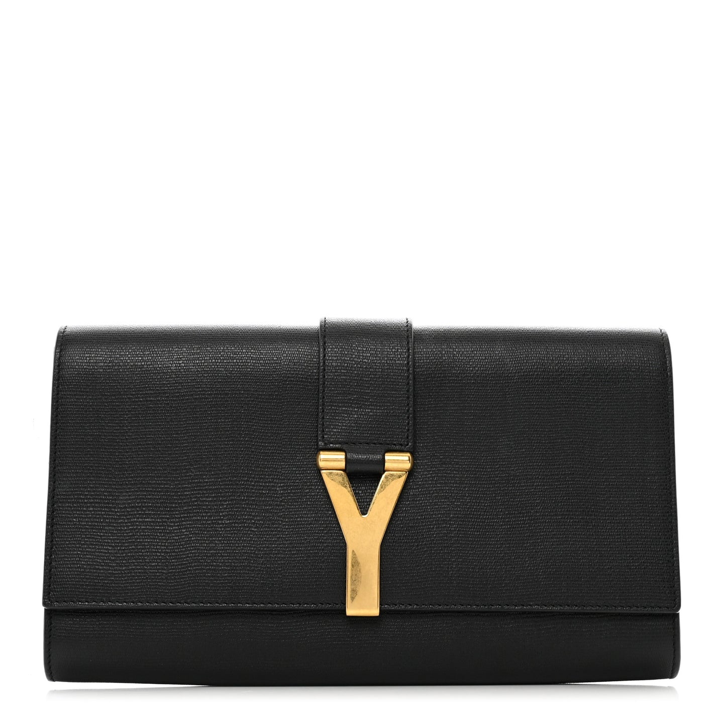 Textured Calfskin Classic Y Ligne Clutch Black