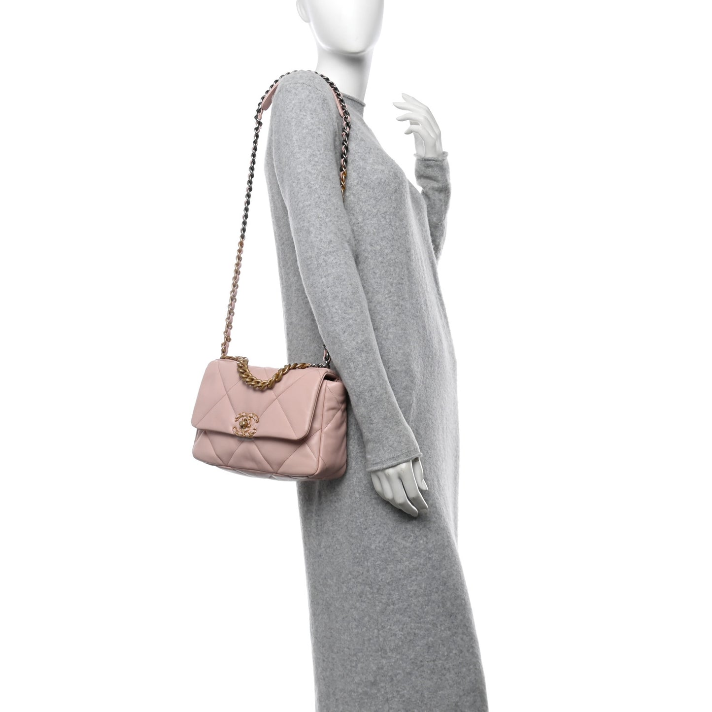 Lambskin Quilted Medium Chanel 19 Flap Light Pink