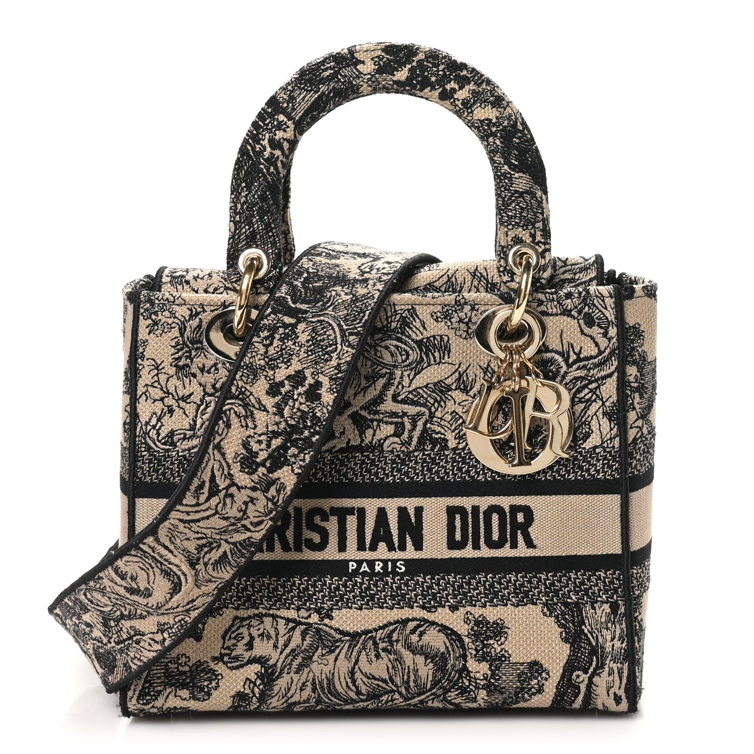 Christian Dior Toile de Jouy Embroidered Medium Lady D-Lite Beige Mullticolor 1 of 10