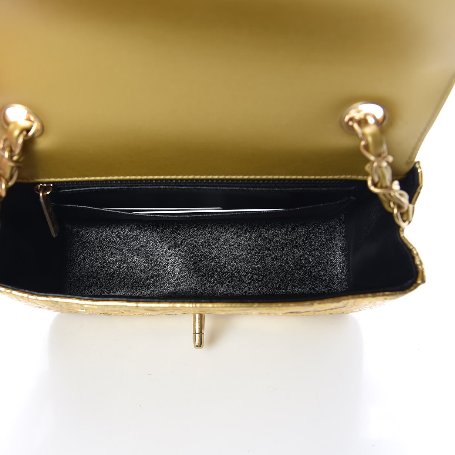 Chanel Metallic Calfskin Crocodile Embossed Cocodile Rectangular Mini Flap Gold 5 of 10