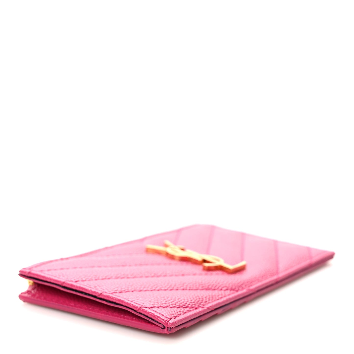 Grain De Poudre Matelasse Chevron Monogram Fragments Zippered Card Case Fresh Fuxia