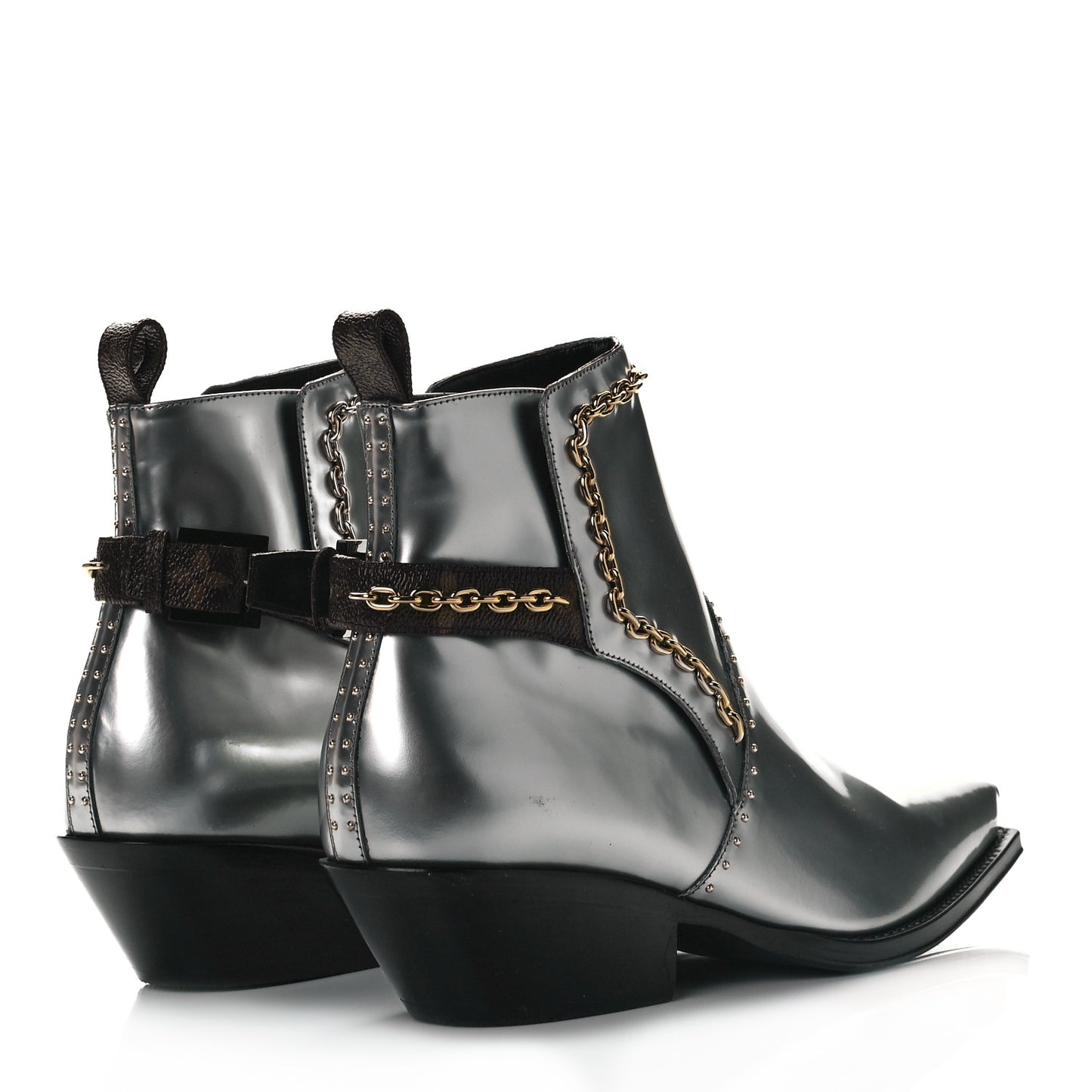 Metallic Calfskin Matador Ankle Boots 37.5 Argent