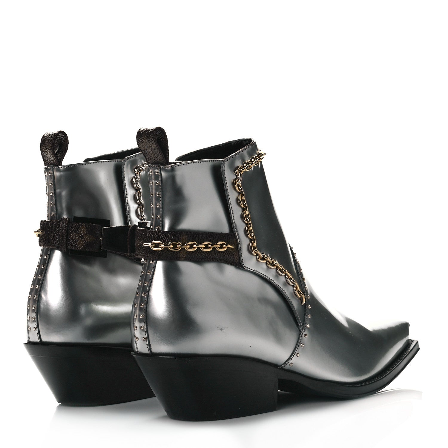 Louis Vuitton Metallic Calfskin Matador Ankle Boots 37.5 Argent 4 of 6