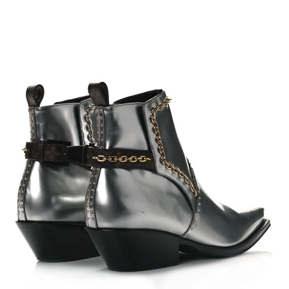 Louis Vuitton Metallic Calfskin Matador Ankle Boots 37.5 Argent 4 of 6