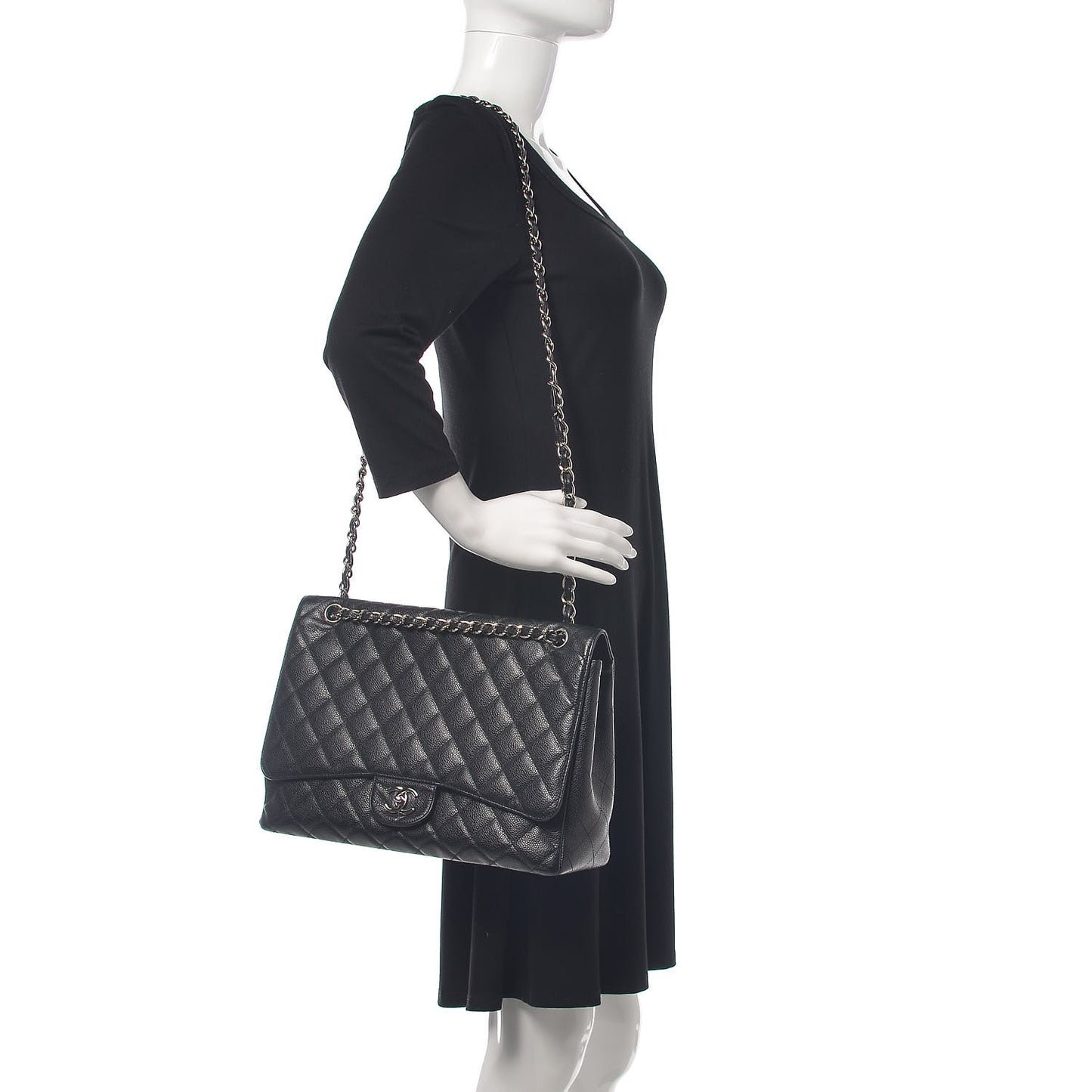 Caviar Quilted Maxi Single Flap Black