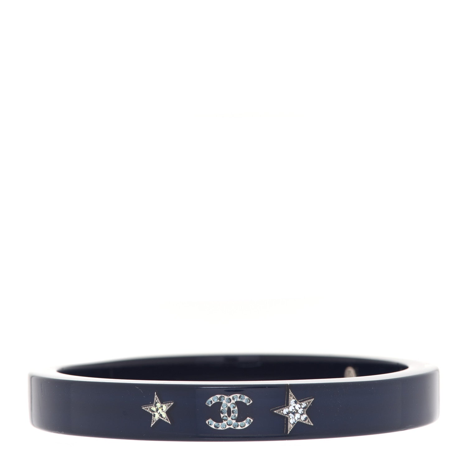 Chanel Resin Crystal CC Star Bangle Bracelet Blue 1 of 6