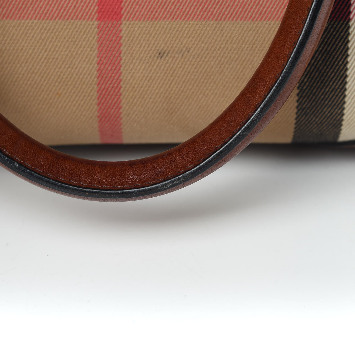 Burberry House Check Bridle Calfskin Medium Alchester Bowling Bag Dark Tan 16 of 17
