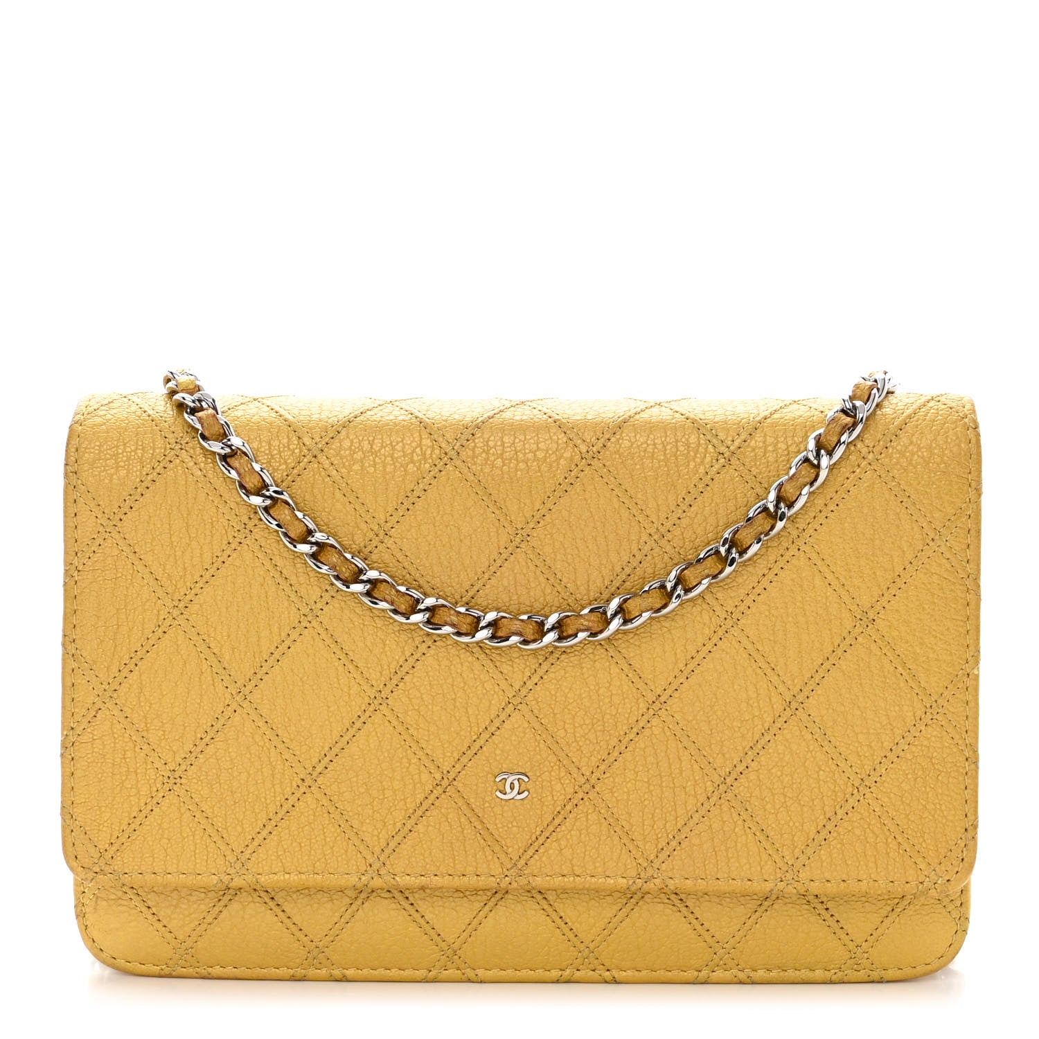 Chanel Caviar Quilted Wallet on Chain WOC Yellow 1 of 13