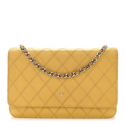 Chanel Caviar Quilted Wallet on Chain WOC Yellow 1 of 13