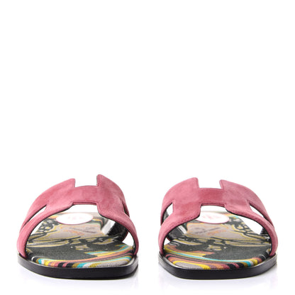 Hermes Suede Goatskin Oran Sandals 38.5 Rose De Venice 2 of 10