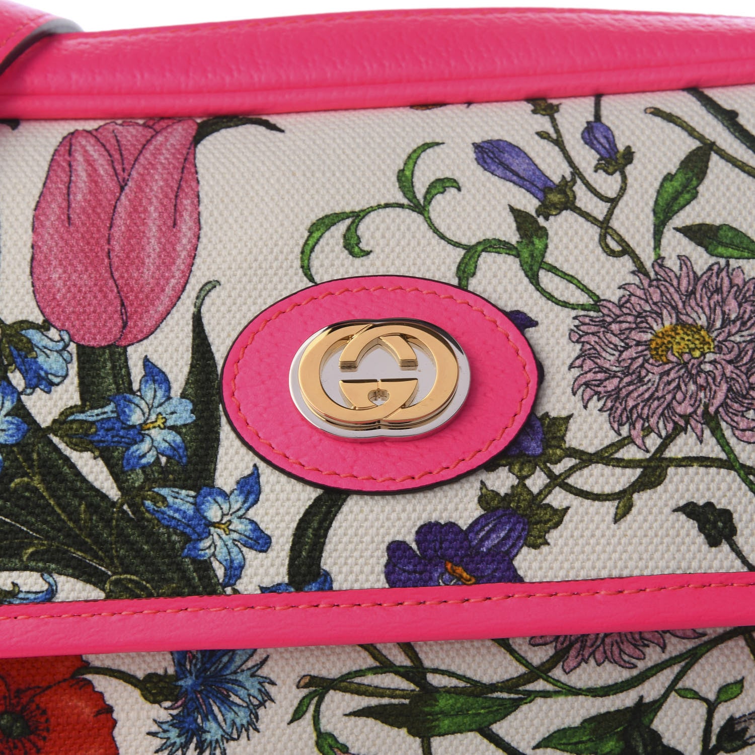 Gucci Canvas Flora Floral Shoulder Bag White Fuchsia Fluo 8 of 8