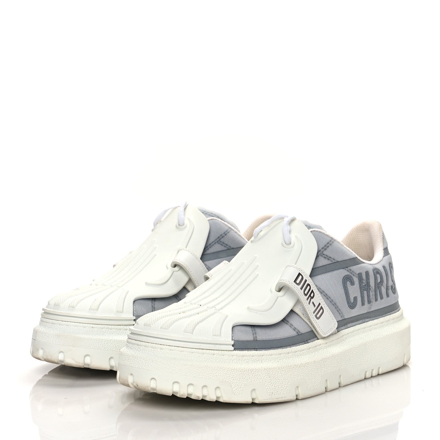 Christian Dior Reflective Fabric Nylon Dior-ID Platform Sneakers 39 Silver 3 of 8