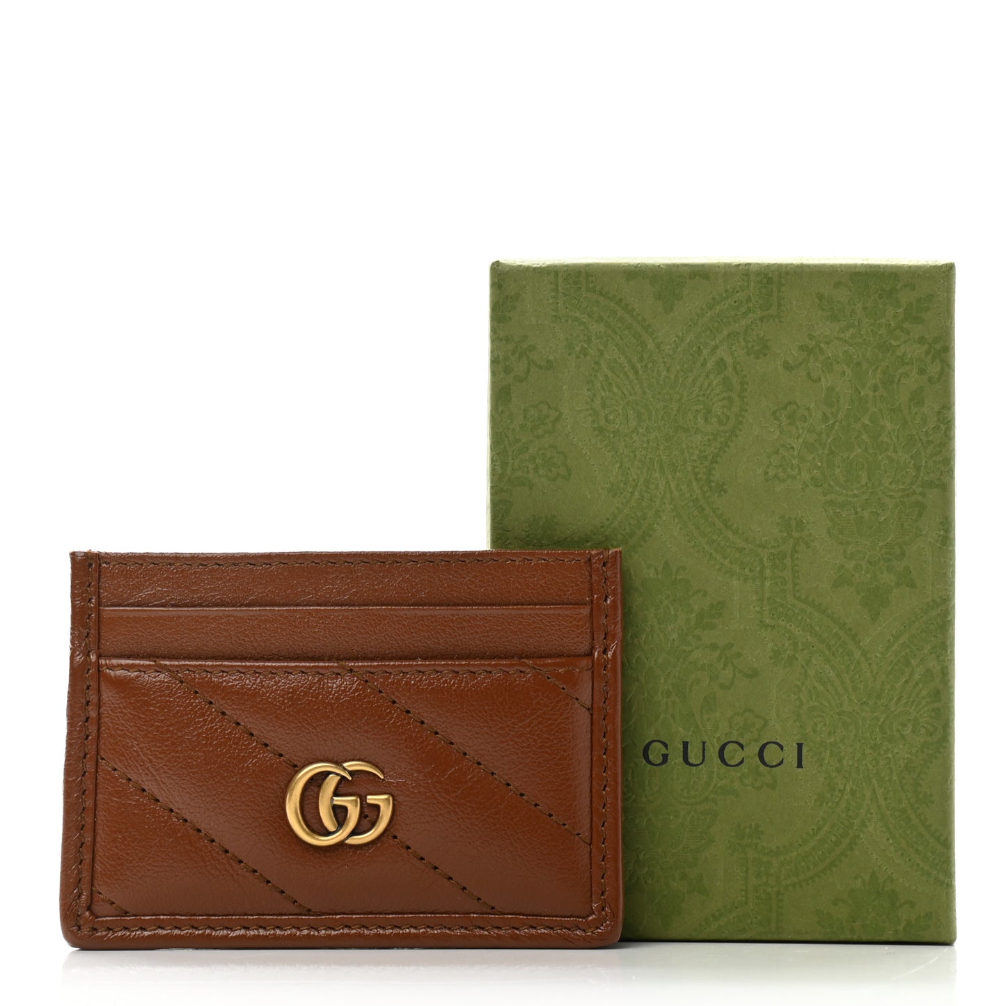 Azalea Calfskin Matelasse Diagonal GG Marmont Card Holder Cuir