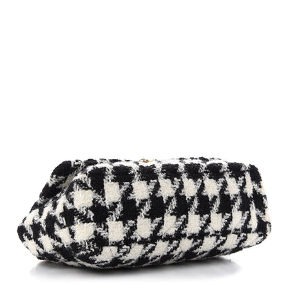 Chanel Tweed Quilted Large Chanel 19 Flap Black Ecru White 4 of 9