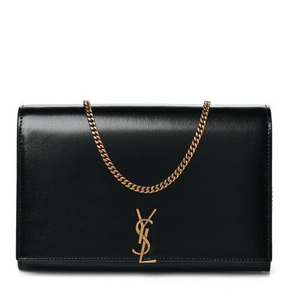 Saint Laurent Glossy Calfskin Monogram Chain Wallet Black 1 of 10