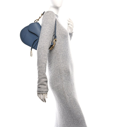 Christian Dior Grained Calfskin Saddle Bag Denim Blue 2 of 14