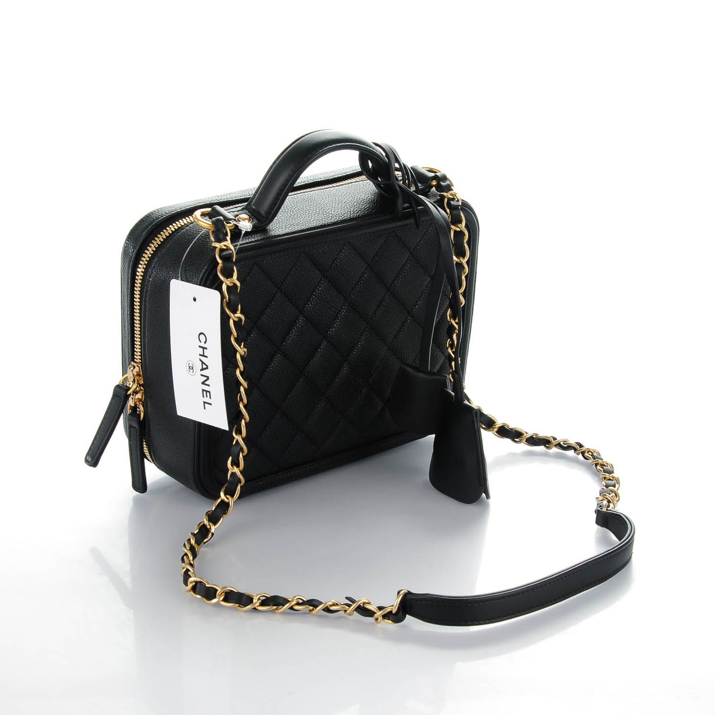 Caviar Quilted Medium CC Filigree Vanity Case Black