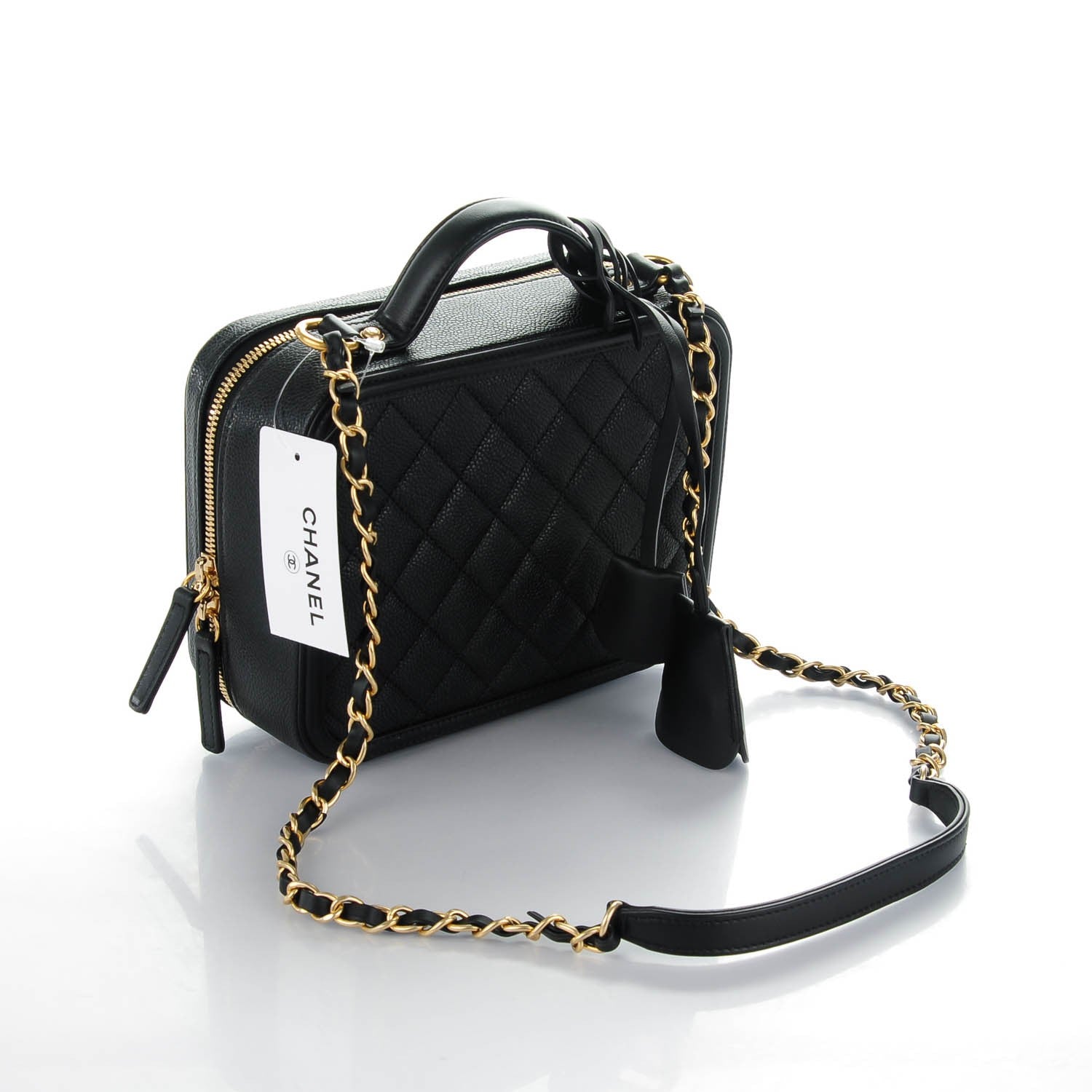 Chanel Caviar Quilted Medium CC Filigree Vanity Case Black 3 of 7