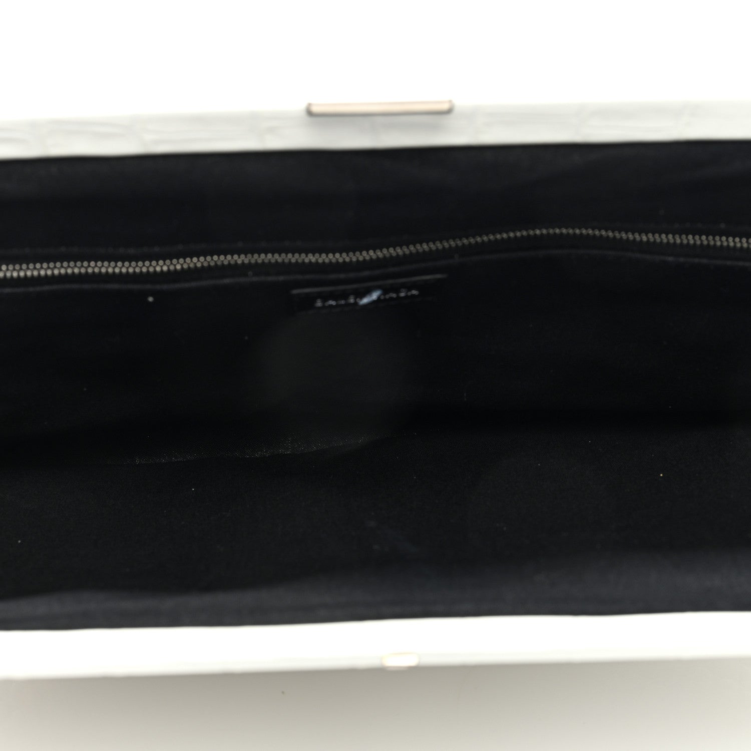 Balenciaga Shiny Supple Calfskin Logo Crocodile Embossed XL Cloud Clutch White 5 of 8