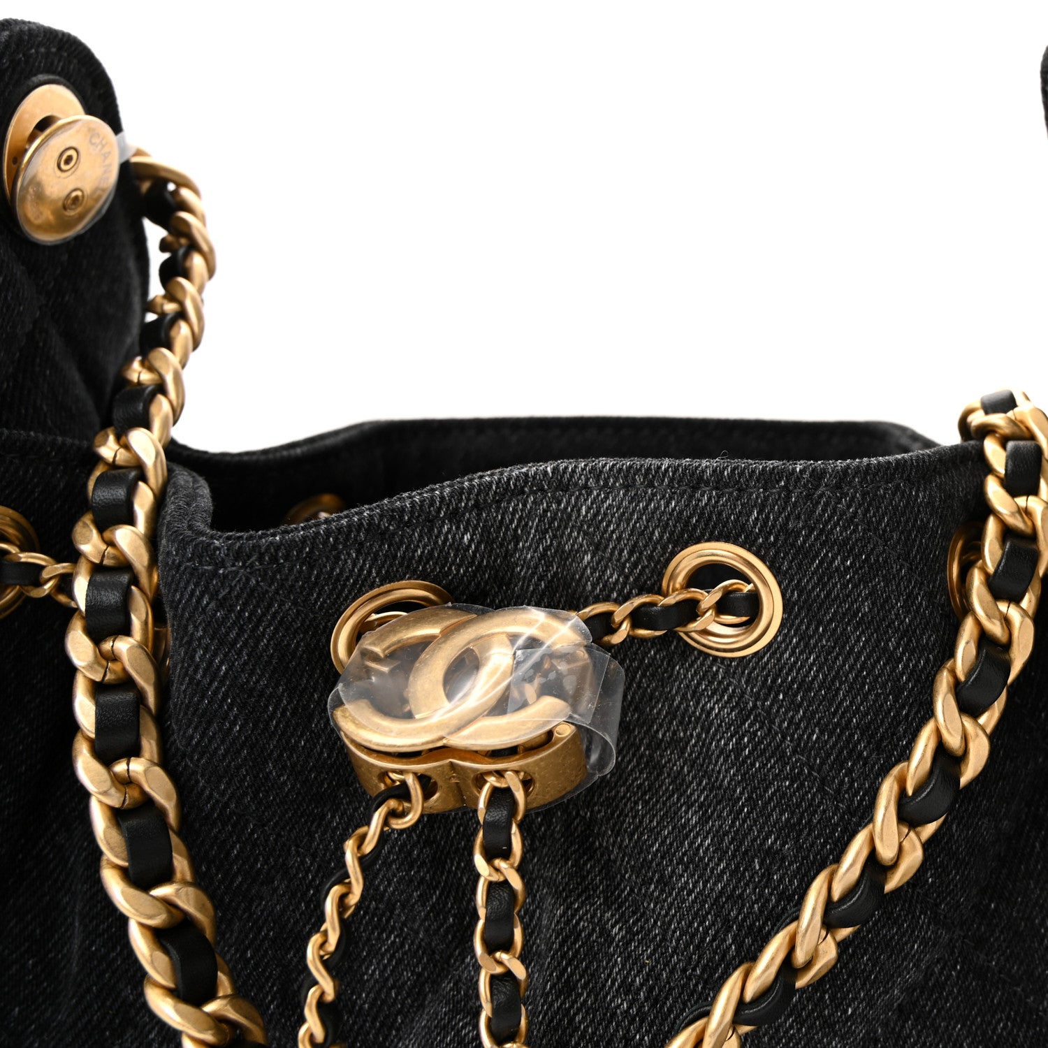 Chanel Washed Denim Quilted Mini Chanel 25 Handbag Black 8 of 11