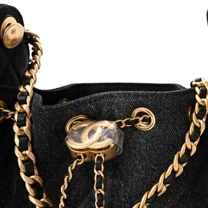 Chanel Washed Denim Quilted Mini Chanel 25 Handbag Black 8 of 11