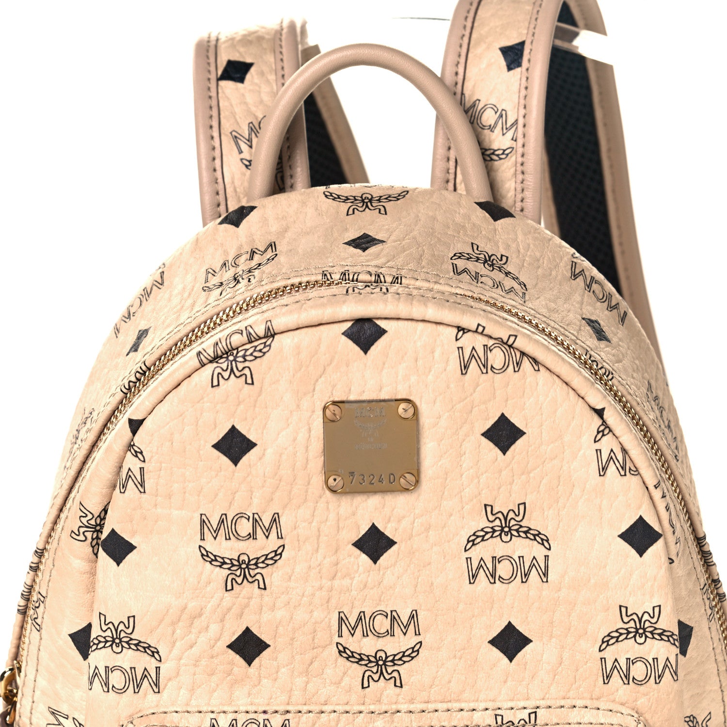 MCM Visetos Small Side Stud Stark Backpack Beige 7 of 9