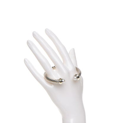 David Yurman Sterling Silver 14K Yellow Gold Pearl 7mm Cable Classics Bracelet 2 of 5