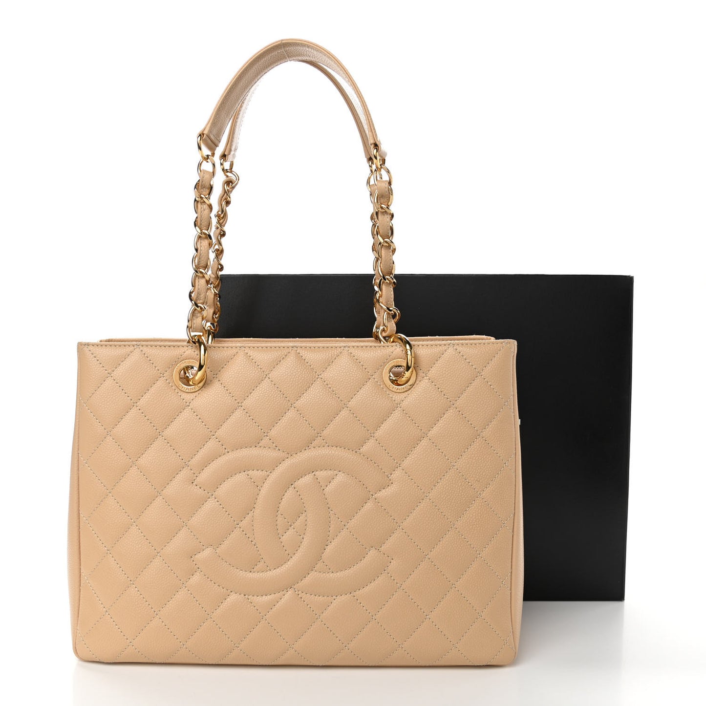 Caviar Quilted Grand Shopping Tote GST Beige