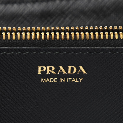 Prada Saffiano Metal Large Zip Around Travel Wallet Black 7 of 7