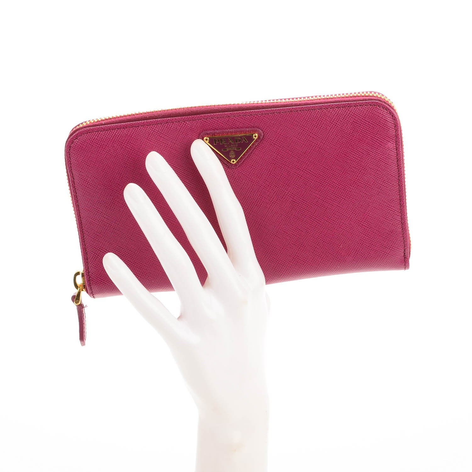 Prada Saffiano Triangle Zip Around Wallet Ametista 2 of 7