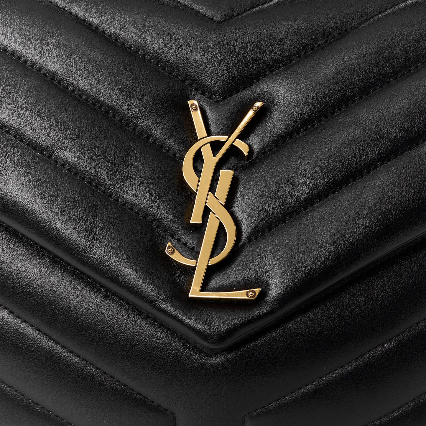 Calfskin Y Quilted Monogram Medium Loulou Chain Satchel Black