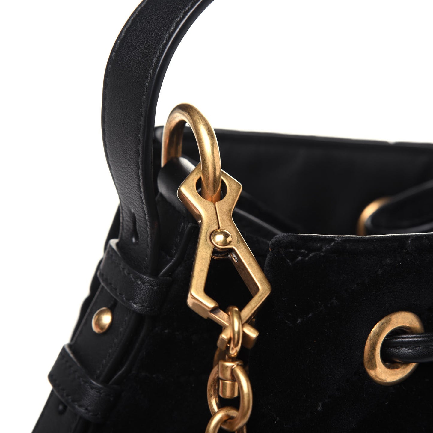 Velvet Matelasse GG Marmont Bucket Bag Black