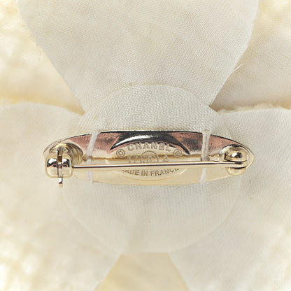Chanel Metallic Tweed CC Camellia Brooch Gold Ivory 3 of 4