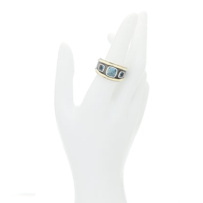 David Yurman Sterling Silver 14K Yellow Gold Blue Topaz Renaissance Ring 53 6.5 2 of 4