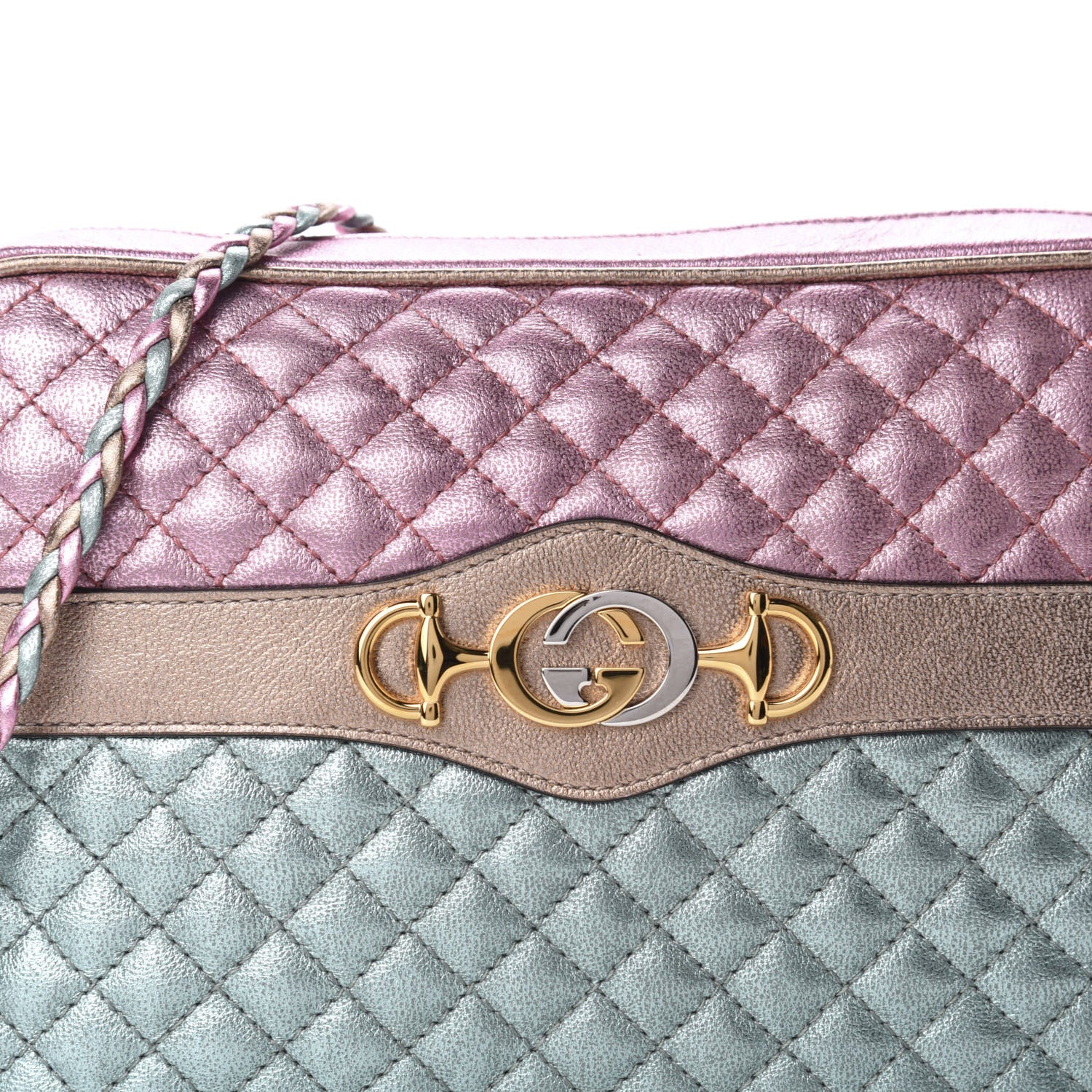 Gucci Laminated Nappa Trapuntata Small Zumi Shoulder Bag Rosa Lago Rame 9 of 9
